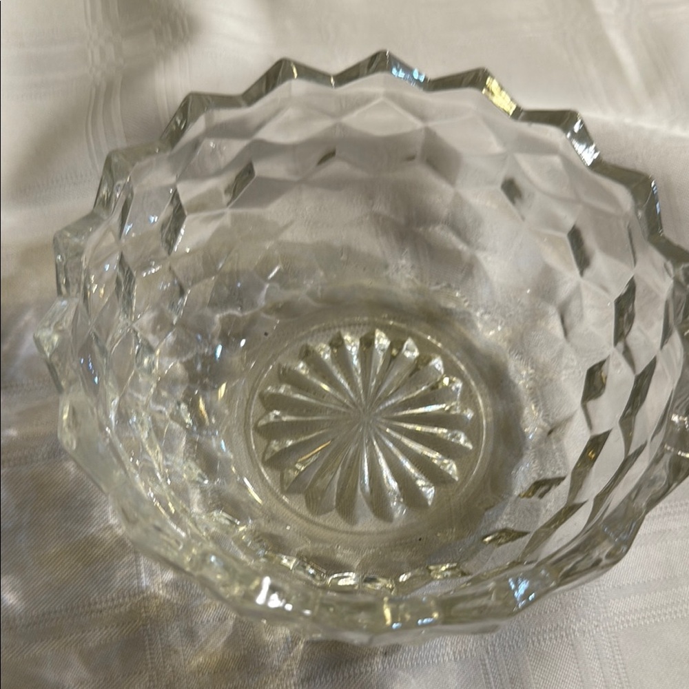 Faceted Clear Glass Bowl